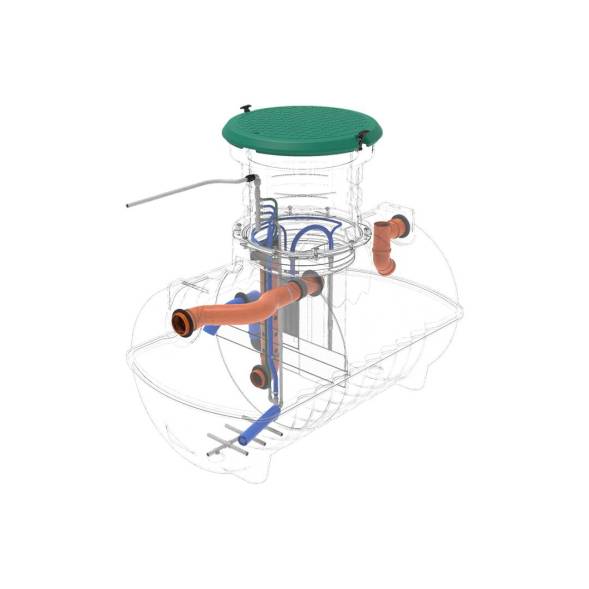 Автономная канализация Rostok Ground 4 с горловиной 600 мм и самотечным отведением, 1800л, черный [504.1500.899.002]