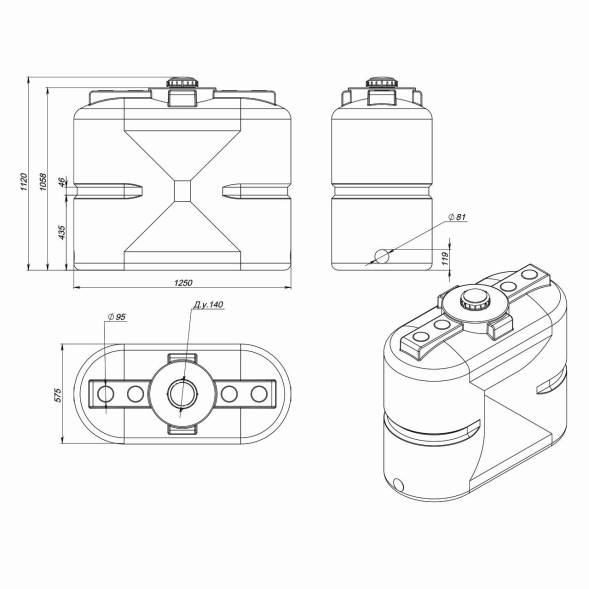 Емкость S 500л OIL белая