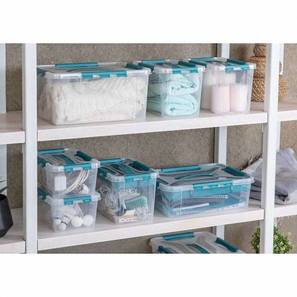 Ящик универсальный с замками и вставкой-органайзером Grand box, 6,65л, голубой