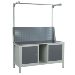 Верстак 1500 с 2 распашными тумбами и экраном с консолями [9482]