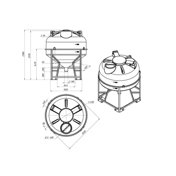 Емкость ЦКТ 3000 л с патрубком 110мм под плотность до 1,5 г/см3 белая в обрешетке
