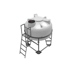 Емкость ЦКТ 3000 л с патрубком 110мм с фланцем под плотность до 1,2 г/см3 белая в обрешетке с лестницей