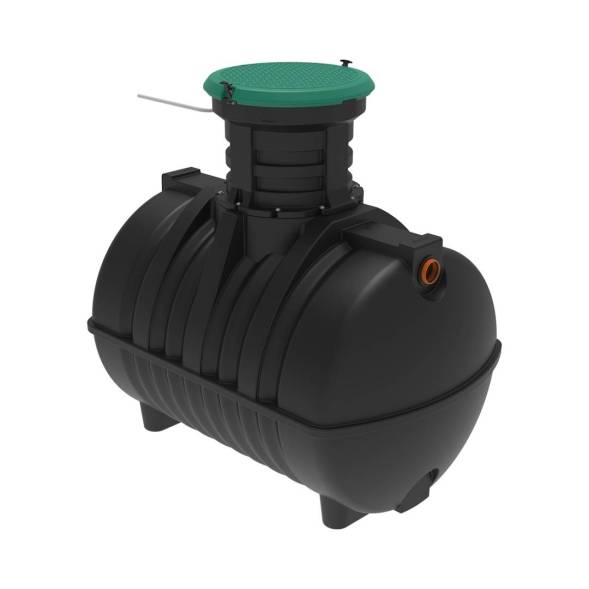 Автономная канализация Rostok Ground 8 с горловиной 1000 мм и самотечным отведением, 3500 л, черный