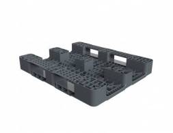 Паллет (поддон) пластиковый перфорированный на 2-х полозьях, 1200х1000х150 мм, серый [02.103.91]